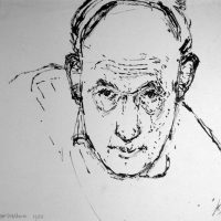 George Wallace - Self Portrait, 1950, ink