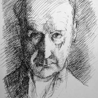 George Wallace - Self Portrait, 1972, ink