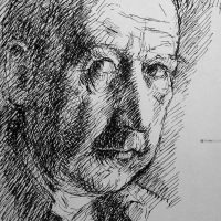 George Wallace - Self Portrait, c.1972, ink