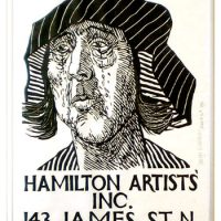 George Wallace, Sculpture & Graphics Exhibition Poster - Hamilton Artist's Inc., 1983, woodcut