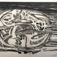 George Wallace - Pit, date unknown, woodcut