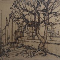 George Wallace - Back Garden, 14 Woodlane, Falmouth, c.1952, ink and sepia