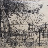 George Wallace - Backyard, North End of Hamilton, c.1960, pen & ink