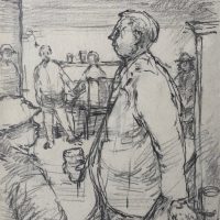 George Wallace - Pub Gathering, Hamilton, c.1963, graphite