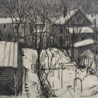 George Wallace - Back Yards, Brunswick Avenue Toronto, 1958, charcoal