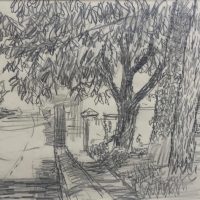 George Wallace - Cemetery Gate, Falmouth, 1948, pencil