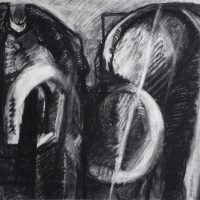 George Wallace - Crumbling Pit Workings, 1986, charcoal and white chalk #19