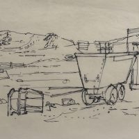 George Wallace - Abandoned Clay Pit, c.1955, ink