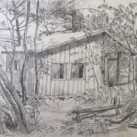George Wallace - The Summer Cottage, pencil