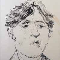 George Wallace - Ghost of Oscar Wilde, 1991, pen & ink over monotype