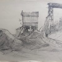 George Wallace - Gravel Quarry Ruins, Dundas, pencil,
