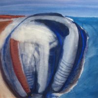 George Wallace - Abstract Landscape #7, watercolour and blue chalk