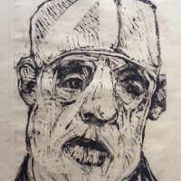 George Wallace - Charenton Revisited 8: Head of a Man in a White Hat, 1991, monotype