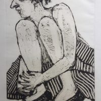 George Wallace - Beautiful Woman in a Striped Dress, 1991, monotype