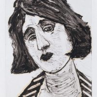 George Wallace - Young Woman in a Striped Dress, 1993, monotype