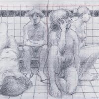 George Wallace - The Turkish Bath - Preparatory pencil drawing for print #126