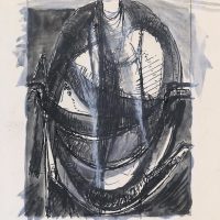 George Wallace - Preparatory ink and wash drawing for print #87, Disused Clay Pit