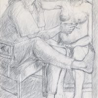 George Wallace - Sunlit Window, Preparatory pencil drawing for print M222