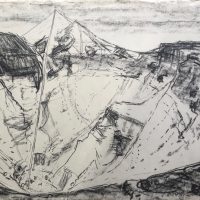 George Wallace - St Austell Claypit, 1955, charcoal