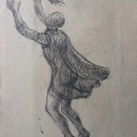 George Wallace - Study for sculpture Man Releasing Eagles, c.1973, pencil