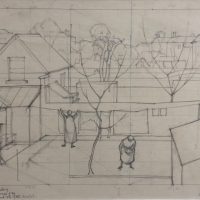 George Wallace - Study for a Painting, Bristol, 1947, pencil