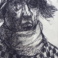 George Wallace - Tramp, 1972, ink drawing