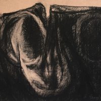 George Wallace - Twin Forms, conté on pink paper #5