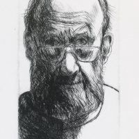 George Wallace - Christmas Self Portrait II - drypoint 2nd state - 1991