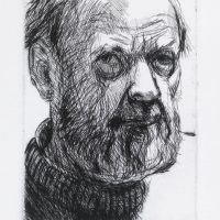 George Wallace - Christmas Self Portrait V - drypoint - 1991