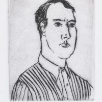 George Wallace - Man in a Striped Shirt - drypoint - 1992