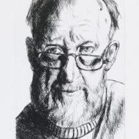 George Wallace - Self Portrait with Half Glasses - drypoint - 1993