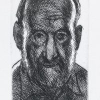 George Wallace - Self Portrait against the Light - drypoint - 1993