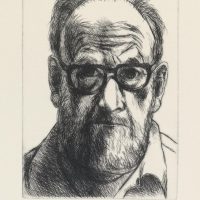 George Wallace - Self Portrait with Horn Rimmed Glasses - drypoint - 1993