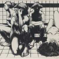 George Wallace - The Turkish Bath - drypoint - 1993