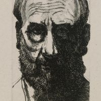 George Wallace - Self Portrait (with hair horns) - etching - 1994