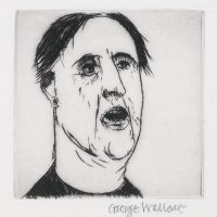 George Wallace - Head of a Man with Open Mouth - drypoint 1980