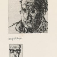 George Wallace - Self Portrait with #47 as a remark - drypoint - 1980