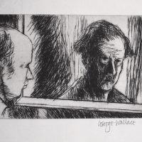 George Wallace - Gemini Self Portrait - drypoint - 1973