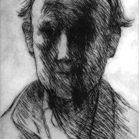George Wallace - Self Portrait Against the Light - drypoint - 1973