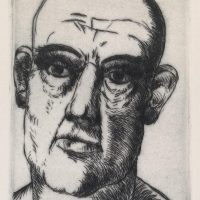 George Wallace - Head of a Bald Man - drypoint - 1982