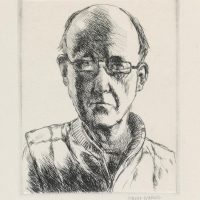 George Wallace - Self Portrait with Half Glasses - drypoint - 1983