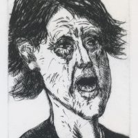 George Wallace - Woman Crying - drypoint - 1983