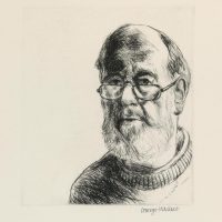 George Wallace - Self Portrait with Beard and Half Glasses - drypoint - 1989
