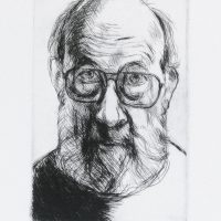 George Wallace - Self Portrait with Glasses - drypoint - 1991