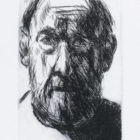 George Wallace - Christmas Self Portrait I - drypoint - 1991