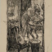 George Wallace - The Bed Sitter, 1952, conte & crayon