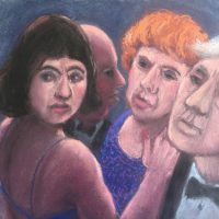 George Wallace - Woman at a Party, pastel, 36 x 40 cm.