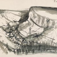 George Wallace - Landscape, ink wash & watercolour