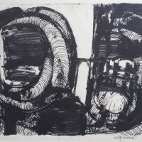 George Wallace - Pit Workings, monotype worked with pen & ink